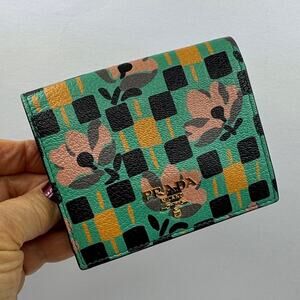 Prada Bifold Compact Madras Floral Wallet 28263